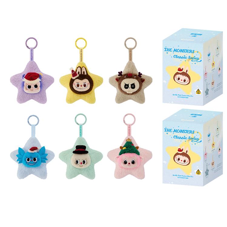 New POP MART LABUBU THE MONSTERS Classic Collection Shiny Plush Pendant Mystery Boxes Single Mystery Box/Full Box 6 Pcs PPMT-2411-0080