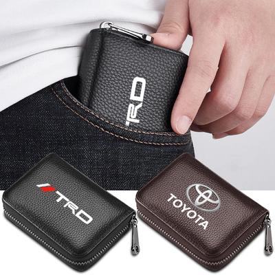 Hakiki Deri Araba Sürücü Ehliyeti, Kimlik Kartı, Banka Kartı Cüzdanı TRD GR Yaris Hilux Corolla Prius Avensis Amblem Auris Rav4 için