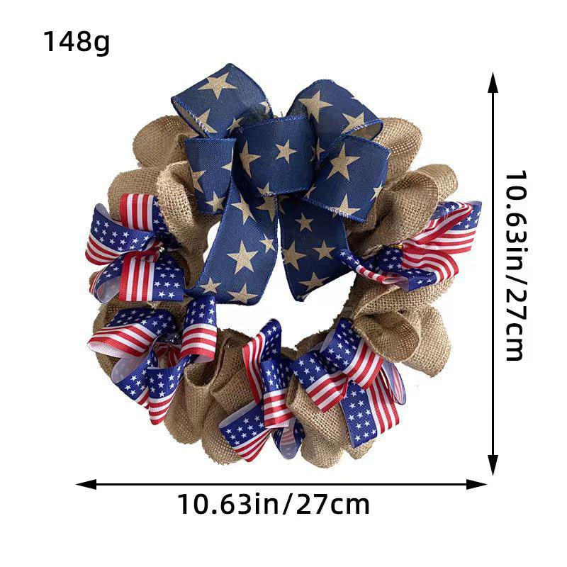 Independence Day Wreath 4th Of July Front Door Red White Blue Wreaths Patriotic Flag Garland for Front Door Window Wall Decor