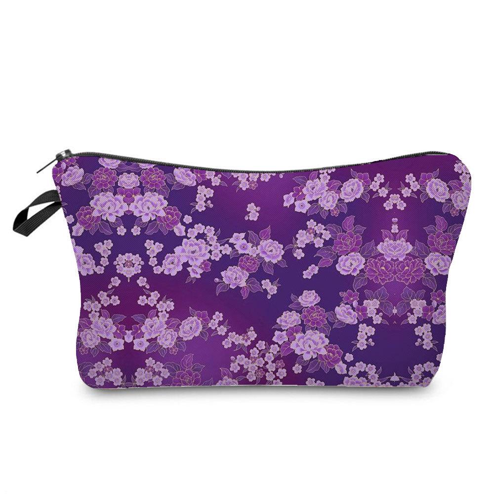 Women Flower Print Cosmetic Bag Toiletries Organize Travel Storage Case 6762 KTB