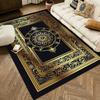 Golden Yellow Area Rug – Non-Slip Living Room Carpet for Dining Room or Lounge, Black Bedroom Floor Mat, Large Plush Home Decor