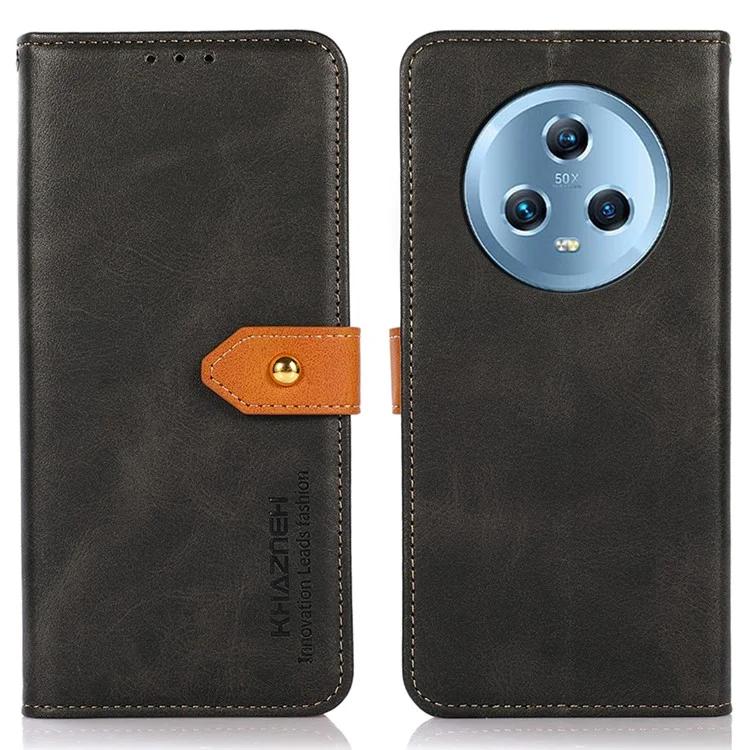 

For Honor Magic5 Stand Wallet Leather Phone Case Gold Button Magnetic Clasp Cover