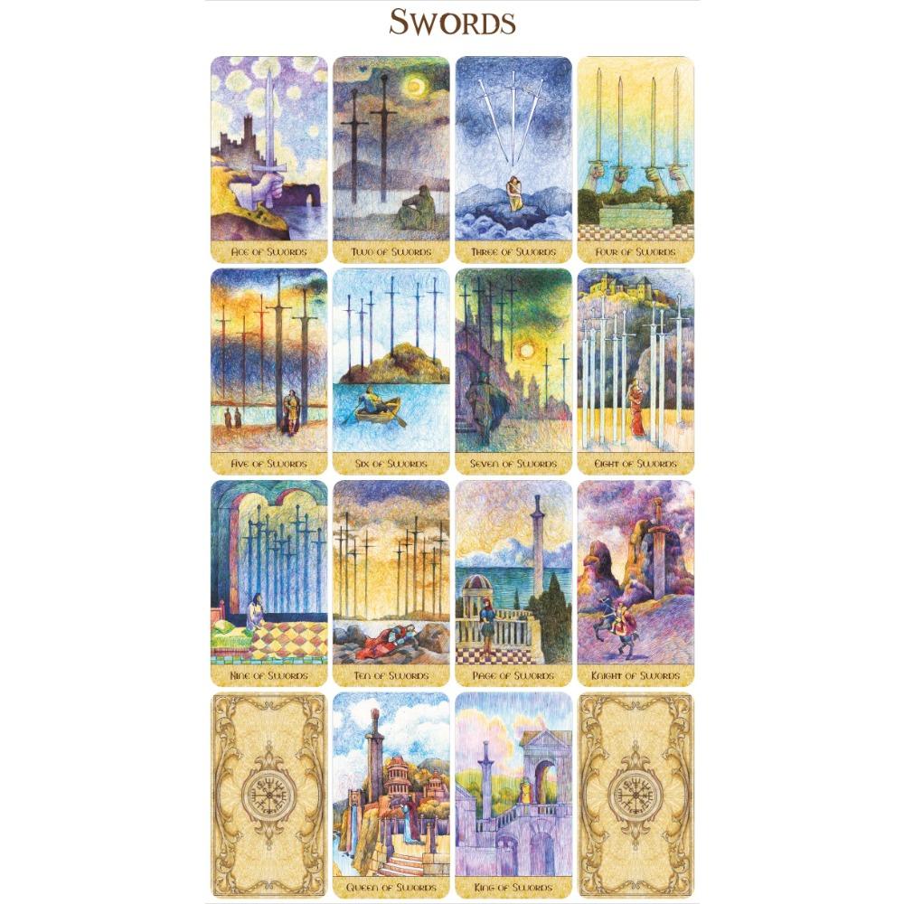 Fantasy Garden Tarot 78 Pcs Cards In Rider-waite System Made with Ballpoint Pens In Eight Colors 10.3*6cm