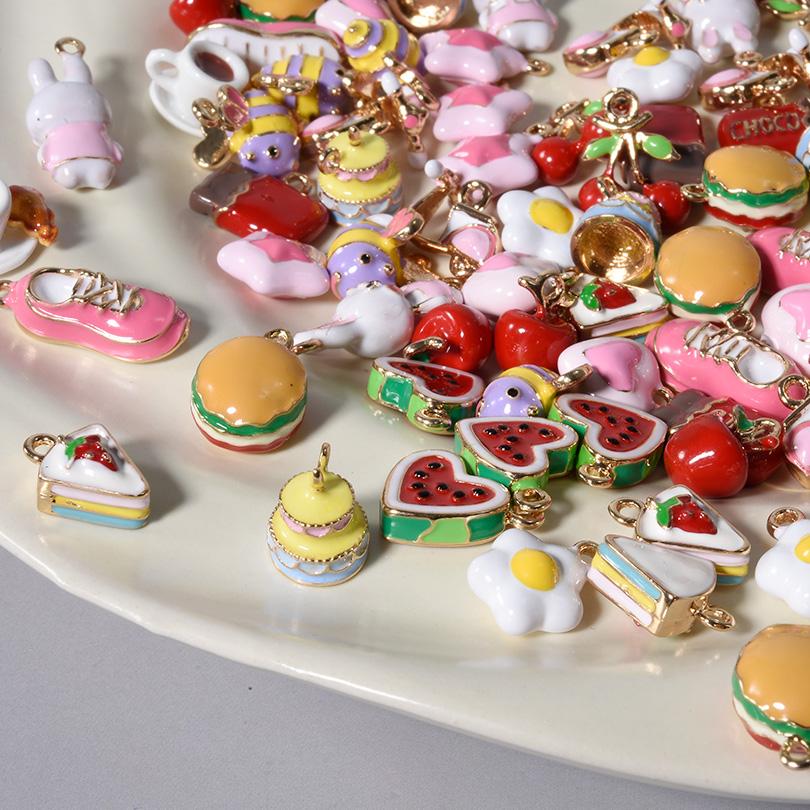 5/15pcs/Lot Cute Girl Pendant Enamel Cherry Rabbit Star Charms For Jewelry Making Supplies 3D Charm In Bulk DIY Earring Keychain
