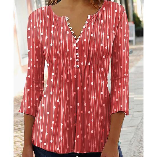 Europäisches und amerikanisches Langarmhemd mit V-Ausschnitt und Aufdruck, Basishemd, Damenoberteil, Damen-Pullover-T-Shirt