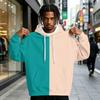 Men's Colorblock Print Pullover Hoodie with and Pocket, Casual Athletic Sweatshirt