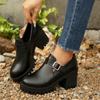 Mocassini Casual con Tacco Grosso e Fibbia Moda Retrò per Donna Nuovo Stile Primavera Bocca Bassa Comodi Scarpe Singole