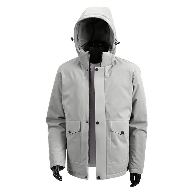 

European size padded coat men s winter new solid color loose hooded padded jacket casual padded jacket men s coat 3XL (European code)