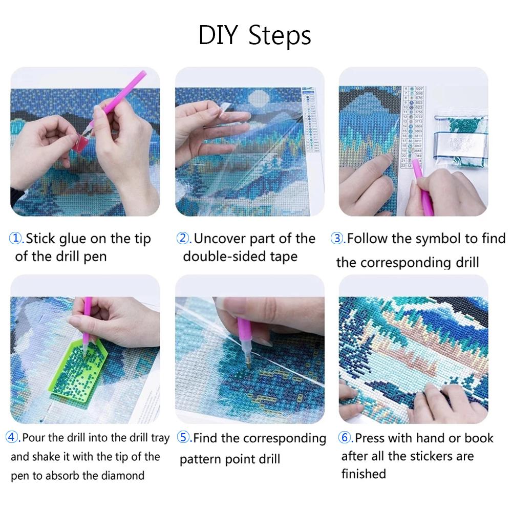 DIY 5D Diamond Painting Art Purple Moon Full Round Mosaic Diamond Embroidery Landscape Cross Stitch Set Home Decoration