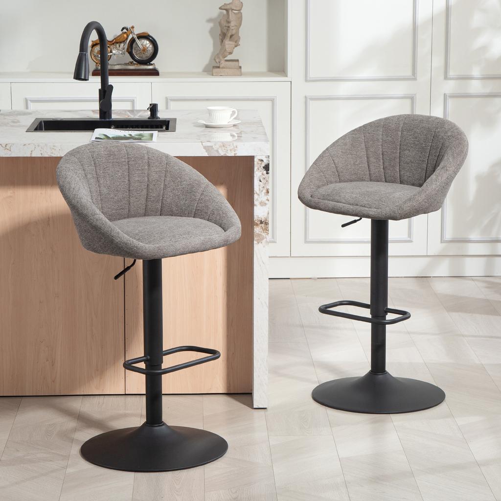 Set of Two Relaxed Tub Bar Stools - Grey