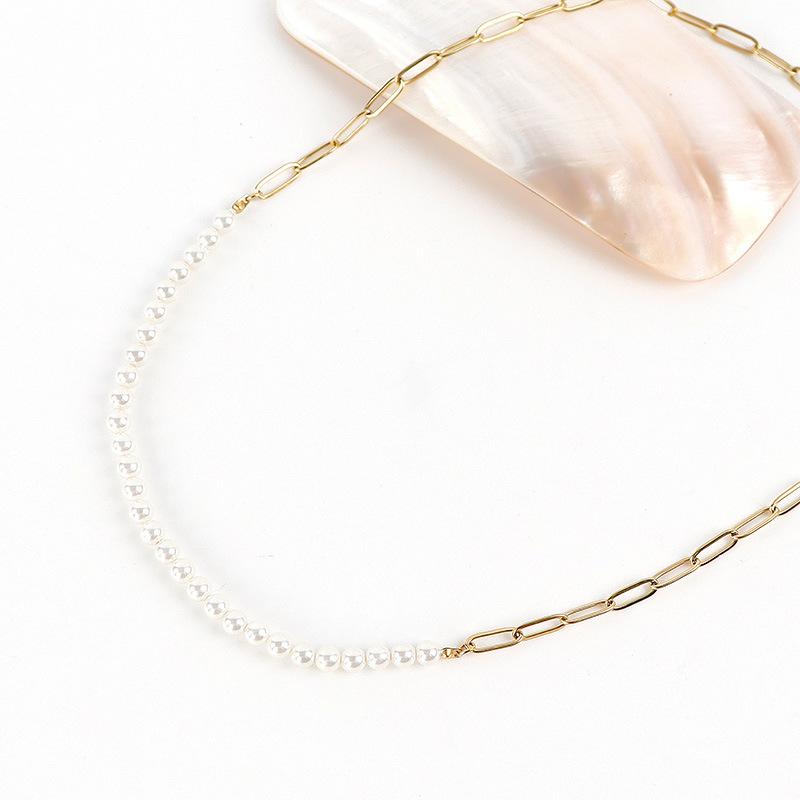 Colier simplu cu perle împletite în cruce, lanț pentru claviculă, accesorii nișă high-end