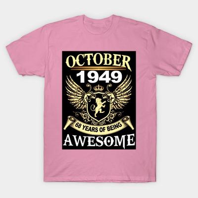T-Shirt Damen Geboren im Oktober 1949 68 Jahre Awesome Harajuku Print Kawaii T-Shirt Sommer Kurzarm Damen T-Shirt Top Tee