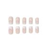 24 Nail Art Nude White Edge Double French Silver Glitter Craft Medium And Long Square Wearing Nail