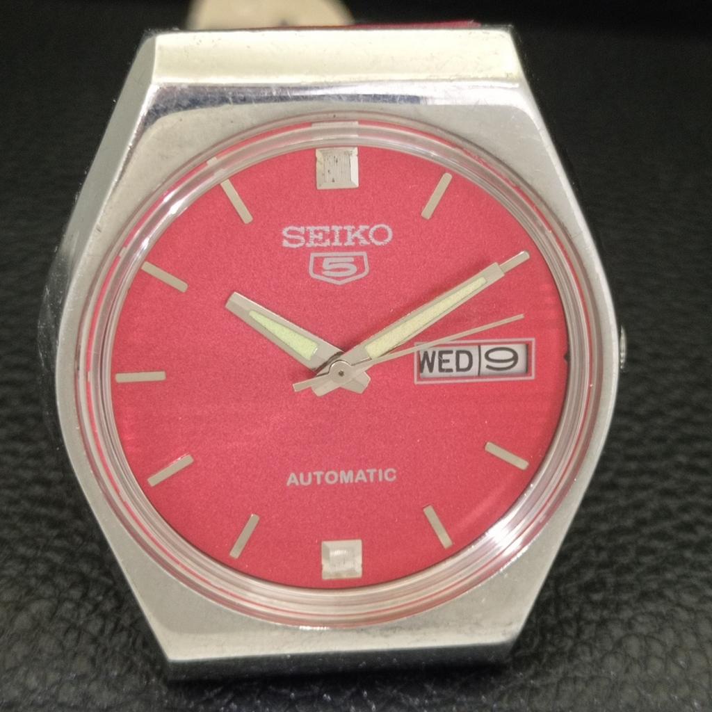 AUTOMATIC 6309A VINTAGE SEIKO 5 JAPAN MENS RED COLOR DIAL WATCH A701465-5 R206b-a701465