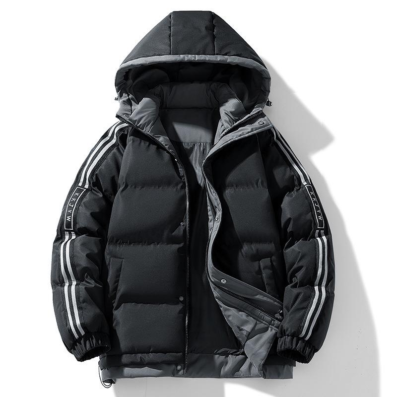 Plus size jacket men's winter bread jacket loose warm thickened cotton jacket new hooded men's jacket trendy padded clothes