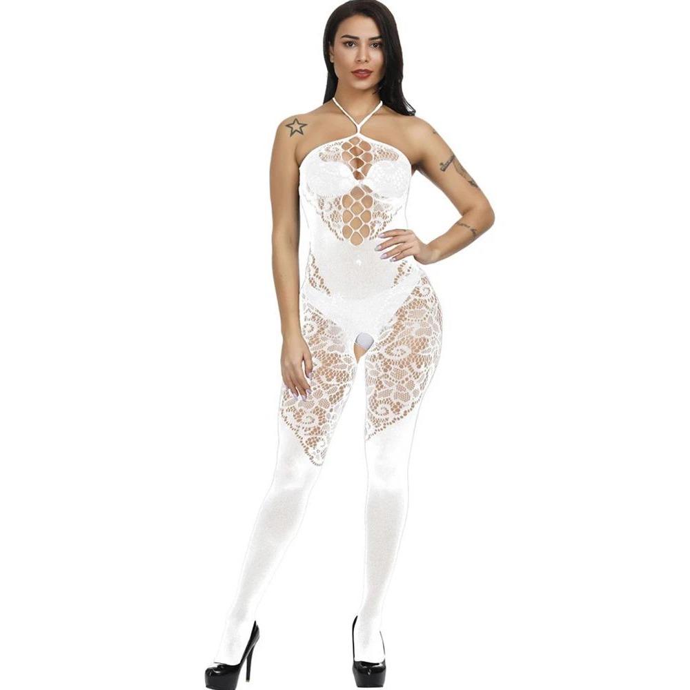 Fishnet Transparent Teddy Bodysuits Erotic Crotchless Lingerie Women Mesh Hollow Bodystocking Sexy Off Shoulder Teddies Bodysuit
