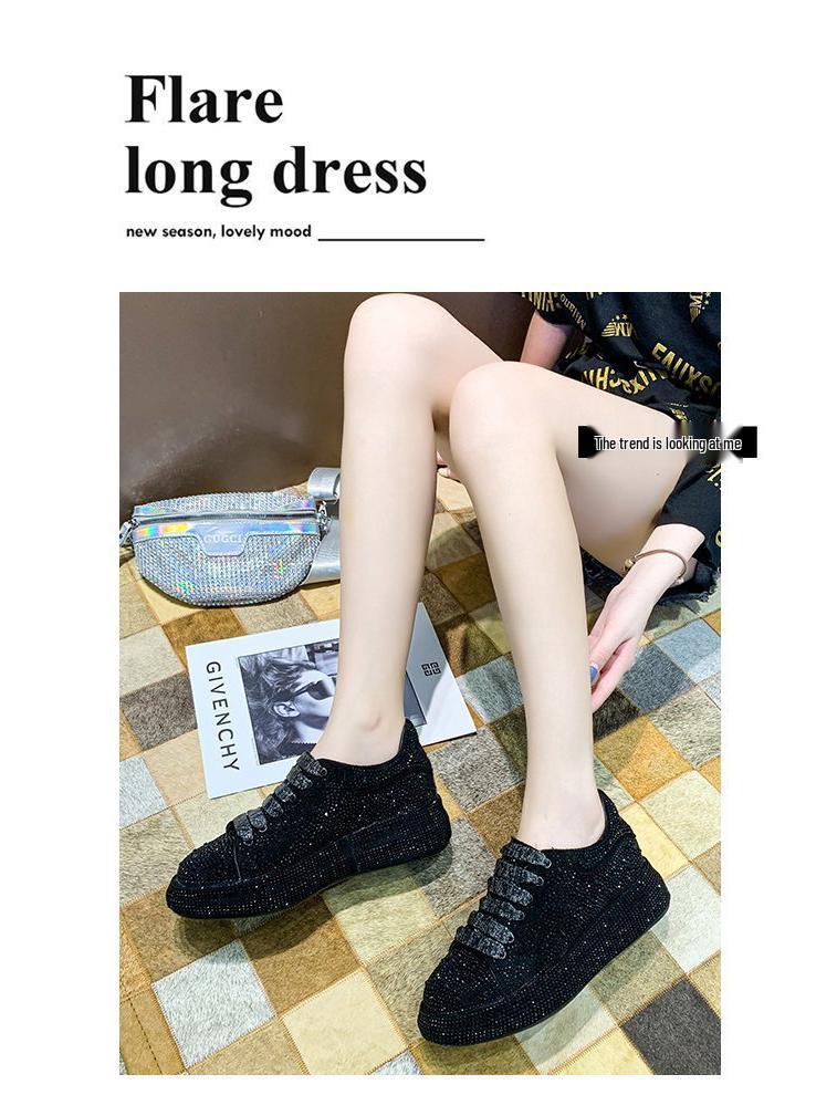 Women's 2024 European Rhinestone Dad Shoes - Thick-Soled Casual Platform Sneakers