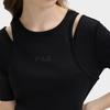FILA Original Fashionable Personality Trendy Soft Comfortable Breathable Cut-Out Short Sleeve Dress Women dresses Black F51W529301F-BK
