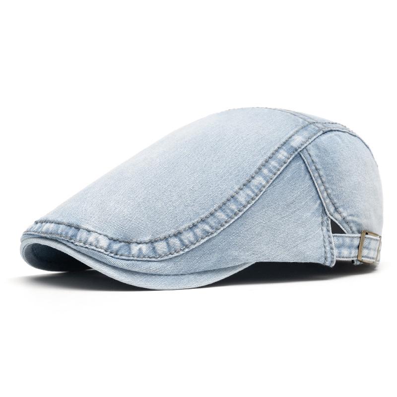 Washable Denim Duckbill Cap: Unisex Flat Cap & Newsboy Beret