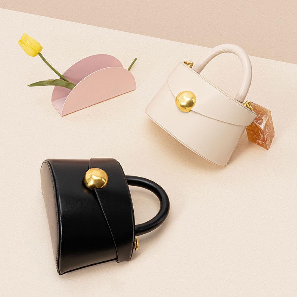 

Металлическая сумка премиум-класса, кожаная сумка, сумка-ведро с ручкой, сумка через плечо из стерлингового серебра бежевый