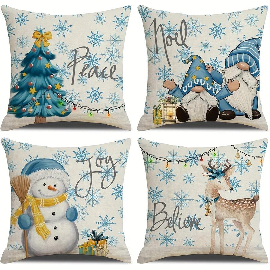 Christmas Pillowcases: Peace, Joy, Believe with Festive Gnomes and Snowman Designs Sofa bed cushion cover,home decoration