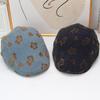 Retro flower forward hat women's autumn and winter versatile face newsboy hat millennial spice girl style short brim duckbill painter hat