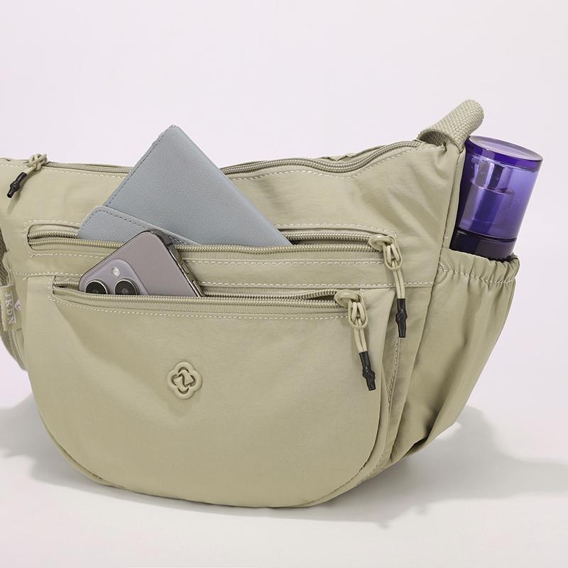 Bolso cruzado ligero de nailon para mujer con múltiples compartimentos con cremallera para viajes y uso diario