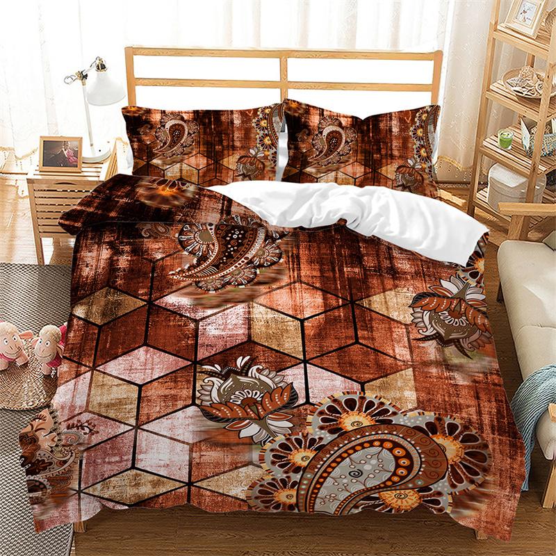 Geometric Duvet Cover Abstract Marble Bedding Set Microfiber Vintage Exotic Floral Pattern Comforter Cover Twin King Single Size