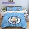 Set Copripiumino Trapuntato con Motivo Manchester City F.C Decorazione per la Casa Regalo (1 * copripiumino + 2 * federe senza imbottitura)