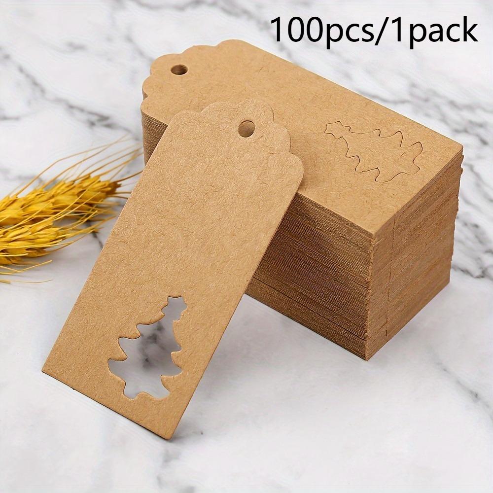 100pcs, Red Christmas Tree Design Kraft Paper Cards for Packaging And Hanging Decorations, Perfect Gift Tags And Ornaments