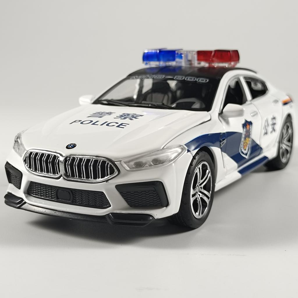 1:32 BMW M8 Police Alloy Car Diecast Model Children Vehicle Model Toy Display Collection Ornament Decoration Gift For Childrens