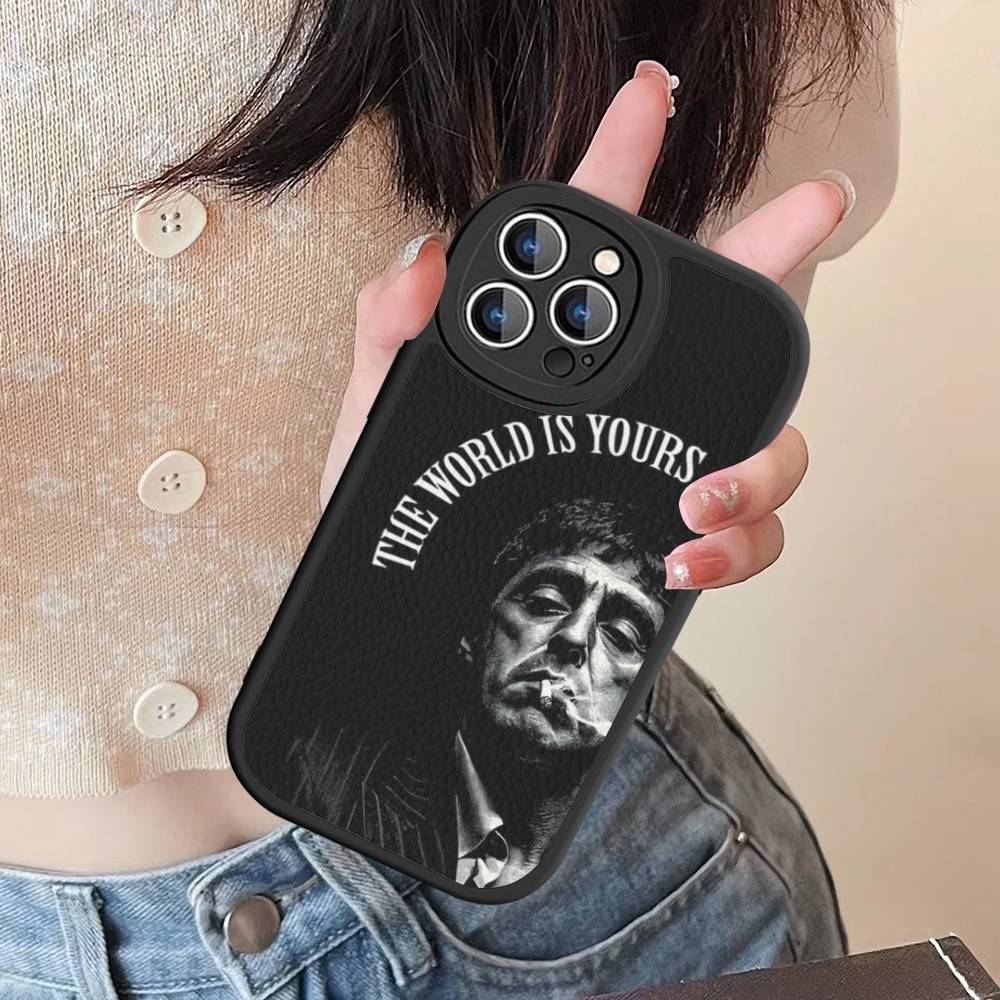 

Classic S-Scarface Film Tony Leather Phone Case For IPhone 16 16e 15 14 13 12 11 Pro Max Plus Mini Cover iPhone 16