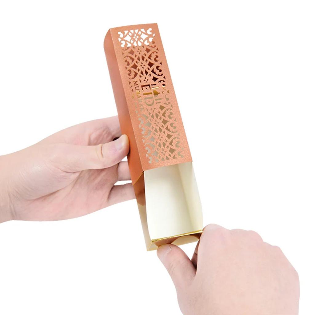 5PCS Gold Ramadan Candy Box, Mini Cutout Rose Pattern Chocolate Paper Box, Iftar Festive Party Gift Box, Wedding Candy Box