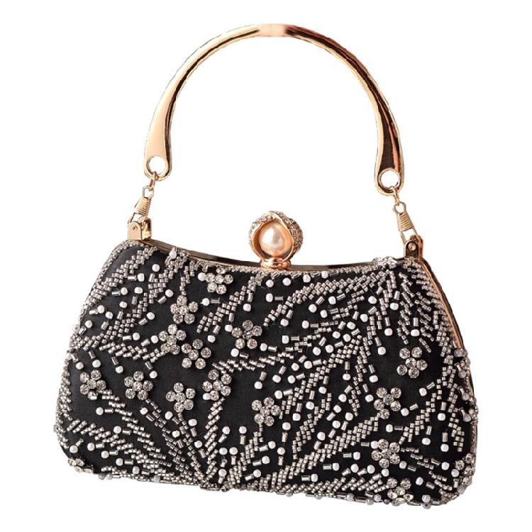 Women's Top Handle Handbags,Pearls Evening Clutches Purse with Chain Shoulder Bag for Party Prom Wedding Cocktail Club