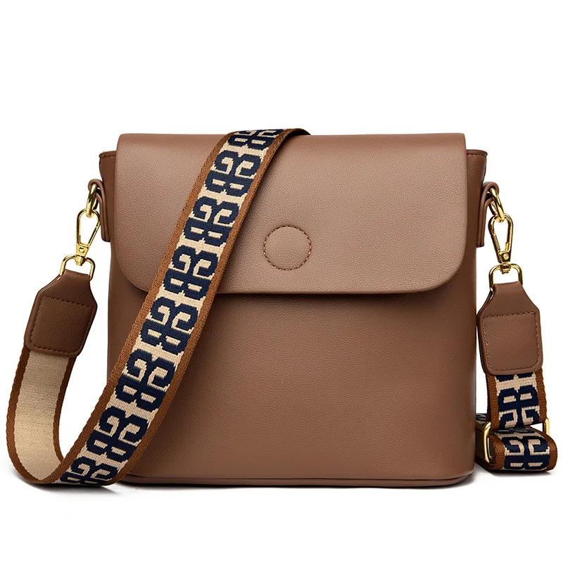 

Сумки через плечо с двумя ремнями для женщин из мягкой кожи, модная сумка на плечо, универсальная, новая