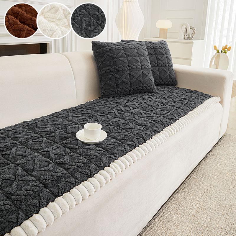 1PC-Winter sofa cushion thickened Mantou cushion shu mianrong anti-skid straight row leather sofa cover cloth cover