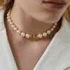 Light Luxury Design Sense High-End Imitation Pearl Necklace, Splicing Temperament Neck Choker Collarbone Chain Women