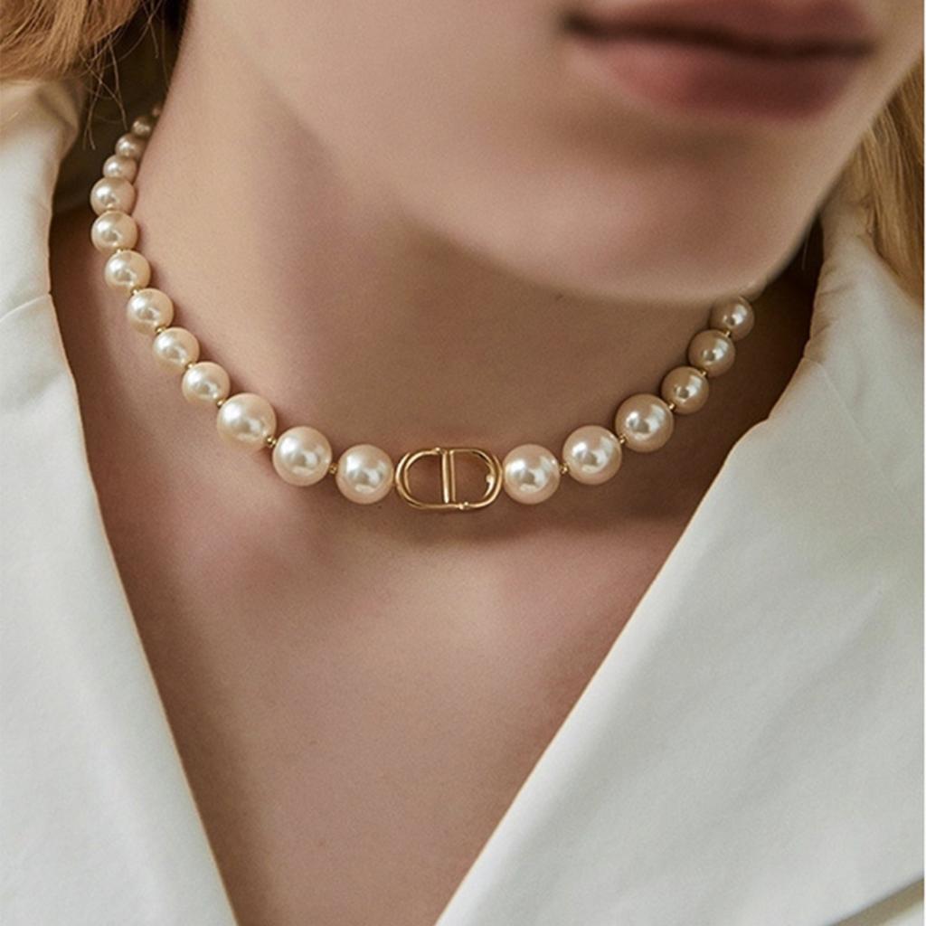 Light Luxury Design Sense High-End Imitation Pearl Necklace, Splicing Temperament Neck Choker Collarbone Chain Women