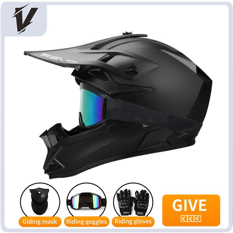 VGV Off-road motorcycle helmet for men, women, adults and children DOT certified Bluetooth-equipped three-piece set with gifts