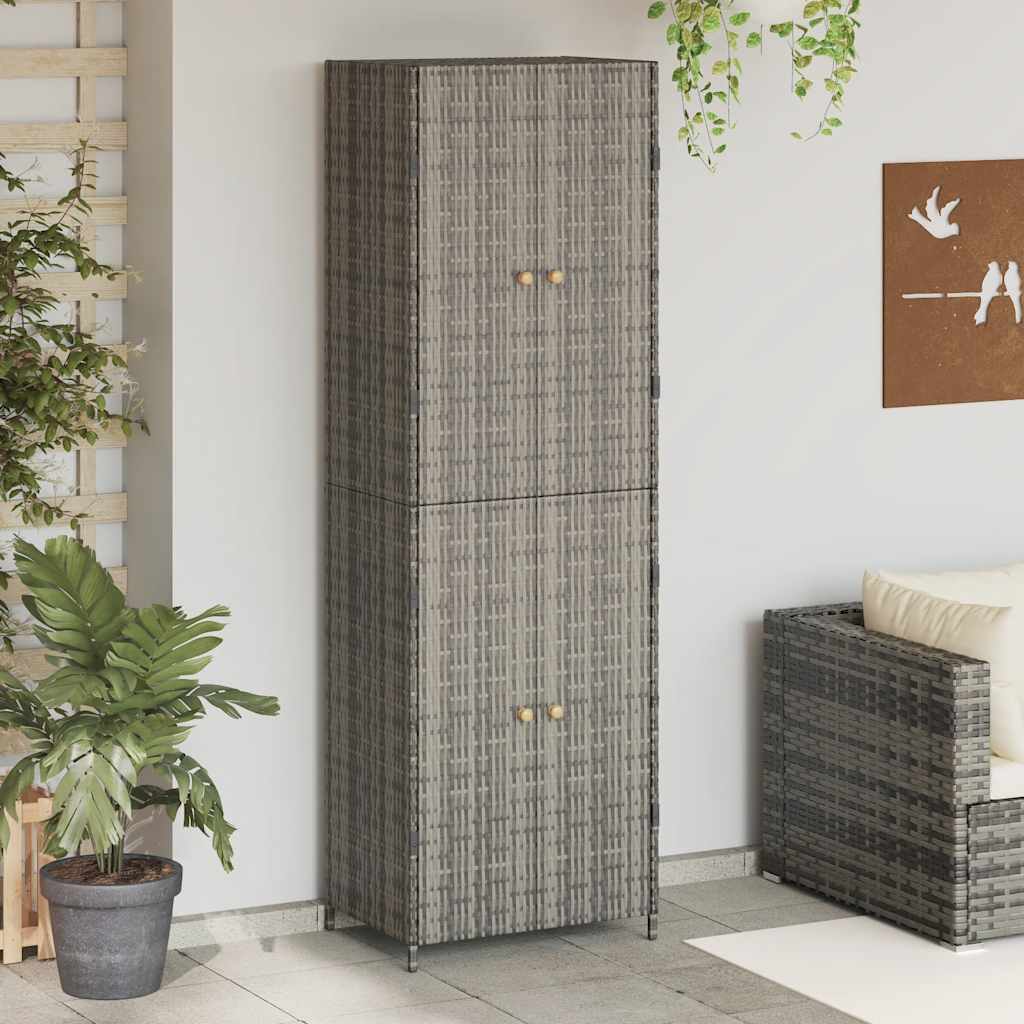 Vidaxl Garden Cabinet, Grey, 59X40X180 Cm, Pe Rattan