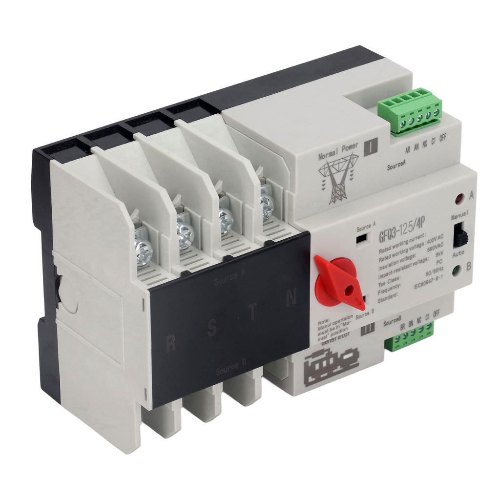 4P AC400V 80A Dual Power Automatic Transfer Switch ATS Changeover Timing Controller Switch 50 60Hz