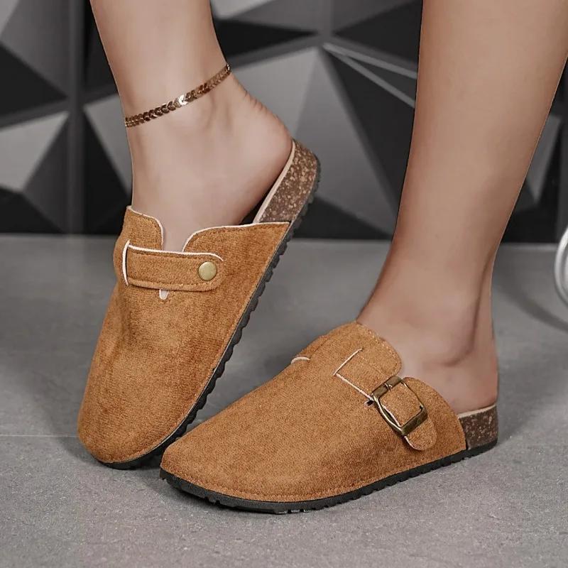 Fashion Shoes for Women 2025 Closed Toe Women's Slippers Fashion Belt Buckle Casual Slippers Women New Outdoor Best Seller Flat Slippers