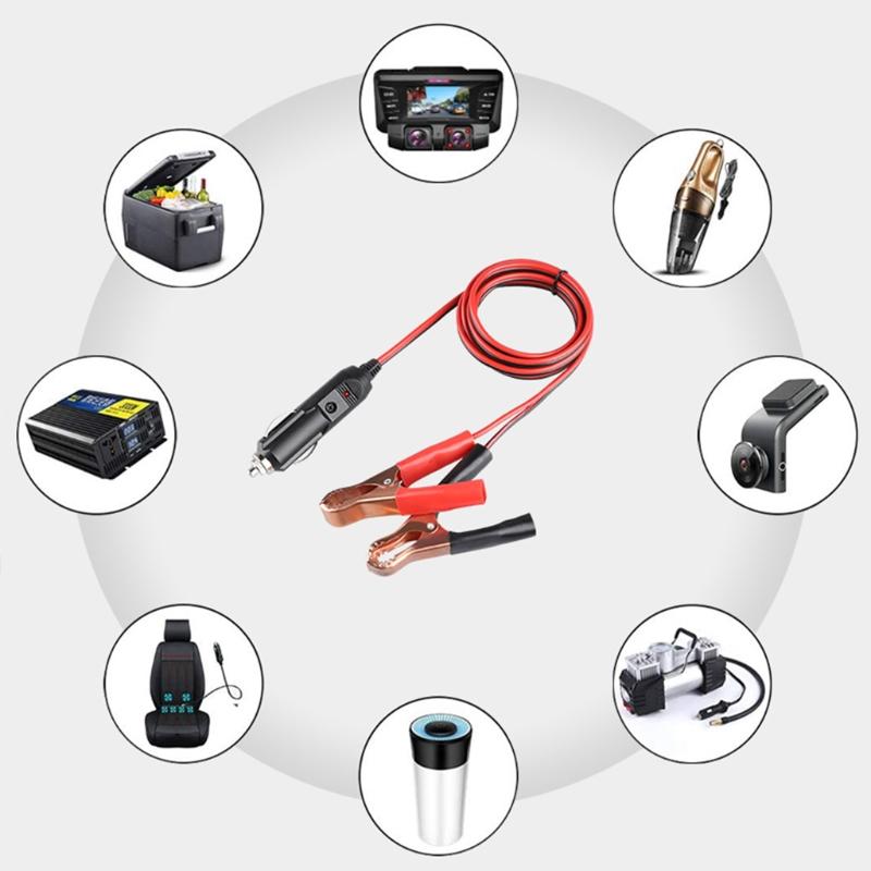 12V Automotive Electrical Clip-on Cable Car Battery to Car Power Adapter Plug Socket Cord with 15A Fuse