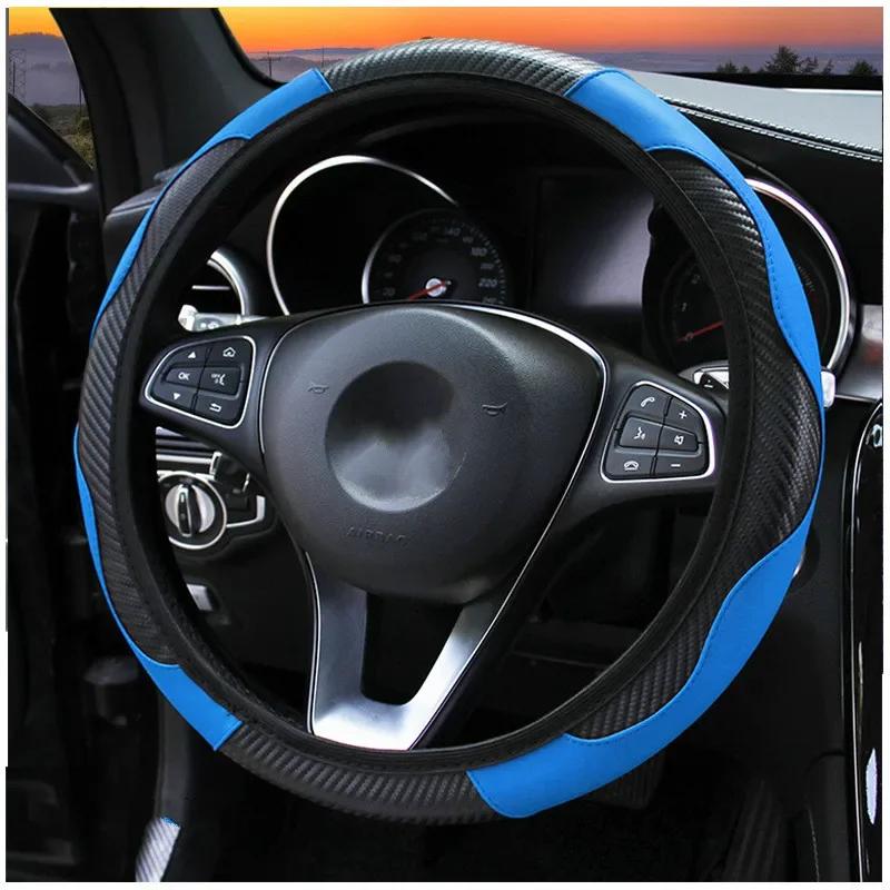 Universal Leather Car Steering Wheel Cover for Toyota Corolla Yaris Auris CHR Camry Prius RAV4 Highlander Anti-Slip Dust-proof