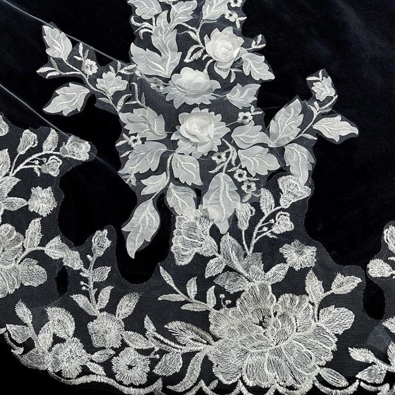 Handgjord Spets Bröllopsvepa Bekväm Slöja Glittrande Elegant Slöja Lätt Vikt för Elegant Brud