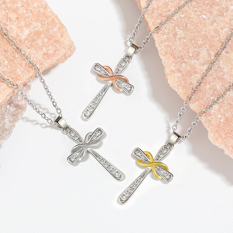 Cross-border new product infinity 8-character pendant collarbone chain, European and American belief personality retro eternal cross necklace