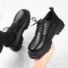 Cheap Leather Shoes Waterproof, Non-slip and Breathable Black Business Dress Casual Shoes Thick-soled Heightening Shoes