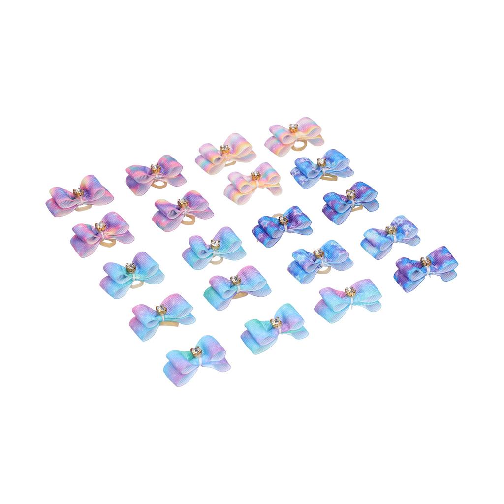 Pet Bowknot Hair Rope Starry Sky Bow Rubber Bands Pet Grooming Headwear for Little Pet Rabbit