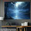 2D Dreamy Forest River Backdrop Misty Blue Trees Studio Portrait Background