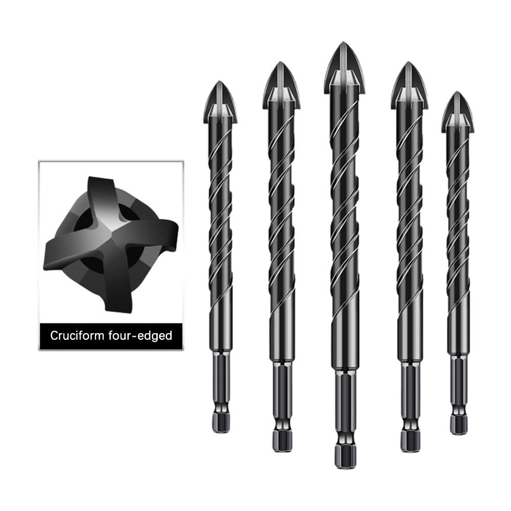 

5 шт., 5 шт., набор поперечных сверл с 4 краями, 5/6/8/10/12 мм, набор сверл по камню, бетонная плитка